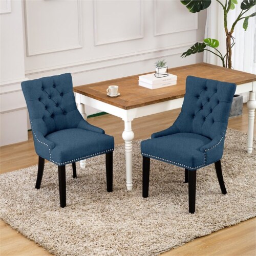 Costaelm Bellmount Fabric Wingback Tufted Dining Chair 2 Pc Set in