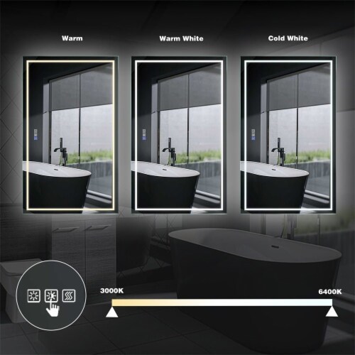 ExBrite 60  W x 36  H Led Bathroom Mirror Illuminated LED Wall Mirror Perspective: back