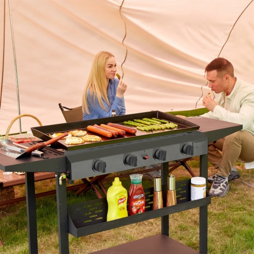 4-Burner Propane Gas Grill in Stainless Steel with Griddle Top