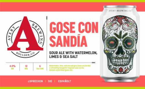 Avery Brewing Co. Gose Con Sandia Sour Ale Beer Cans Perspective: back