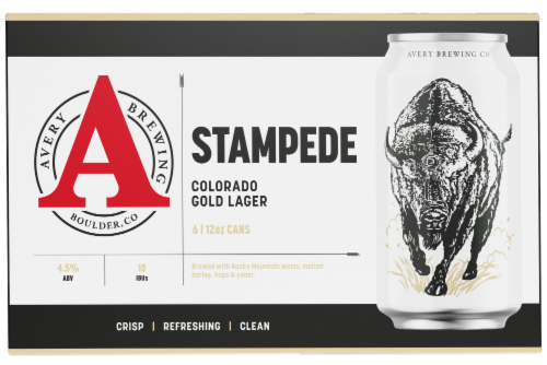 Avery Stampede Gold Lager Craft Beer Cans Perspective: back