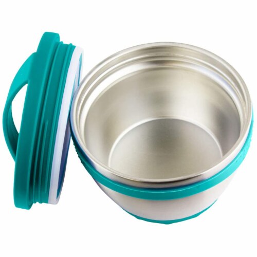 Kid Basix Safe Bowl,Reusable Stainless Steel Thermos Container 4 Food Storage,Teal,16 Oz Bowl Perspective: back