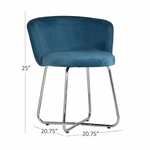 Hillsdale Furniture Marisol Metal Vanity Stool in Blue Fabric Perspective: back