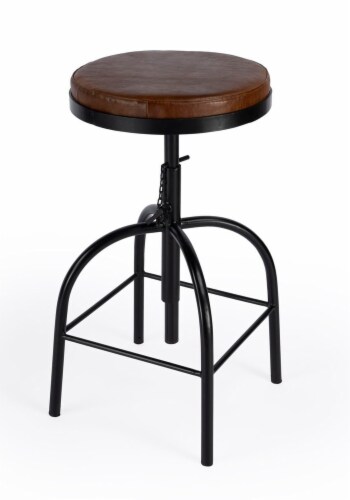 Butler Clyde Brown Leather Adjustable Bar Stool Perspective: back