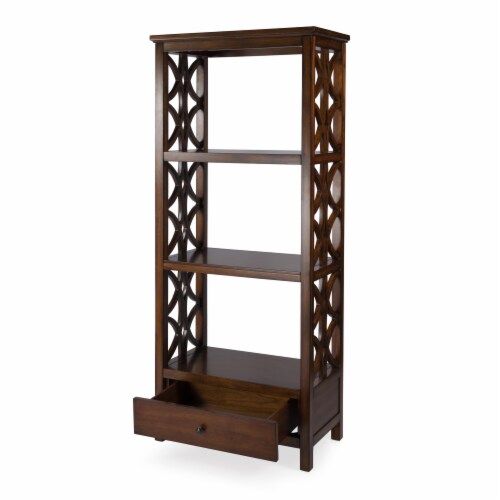 Butler Specialty Company, Lorena 30 W 3- Tier Etagere with Storage Drawer, Brown Perspective: back