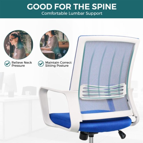 Smugdesk Mid Back Swivel Desk Chair w Adjustable Height Lumbar