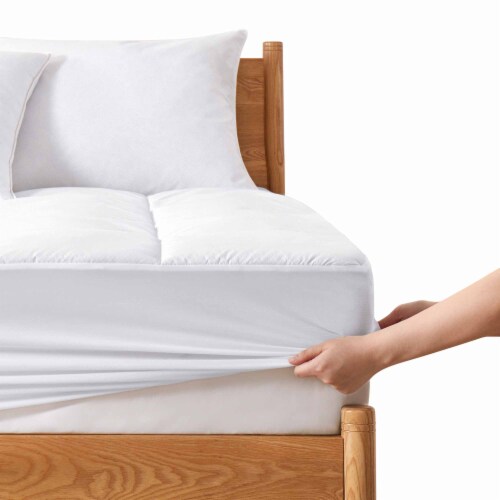 Peace Nest Cooling Mattress Pad 18 Inch Deep Pocket Twin Full Queen King Size White King Perspective: back