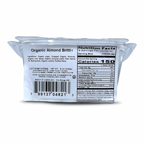 It's Delish® Organic Almond Brittle Tub Perspective: back