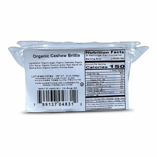 It's Delish® Organic Cashew Brittle Tub Perspective: back