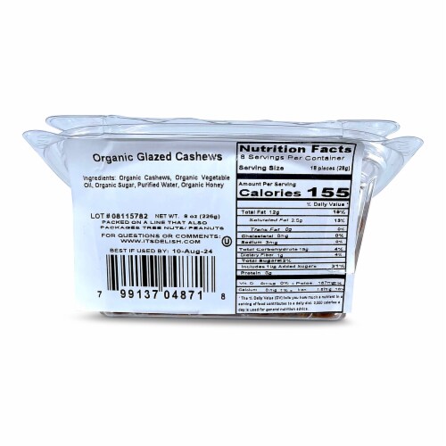 It's Delish® Organic Glazed Cashews Tub Perspective: back