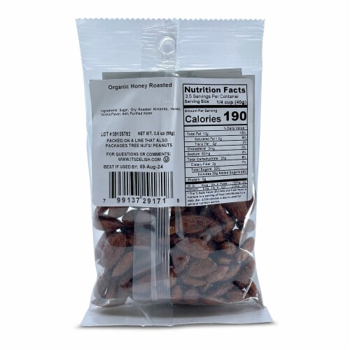 It's Delish® Organic Honey Roasted Almonds Perspective: back