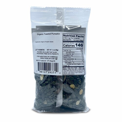 It's Delish® Organic Toasted Pumpkin Seeds Perspective: back