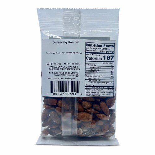 It's Delish® Unsalted Organic Roasted Almonds Perspective: back