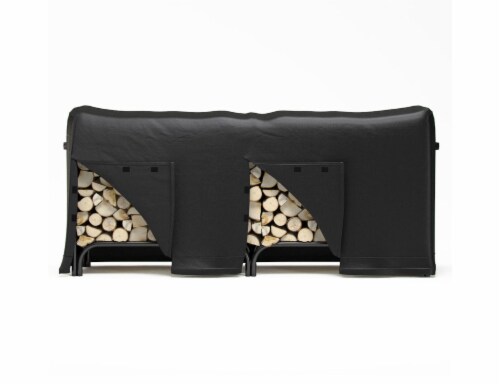 Gibson Living 8 Foot Black Water Resistant Firewood Log Rack Cover Gibson Living 8 Foot Black Water Resistant Firewood Log Rack Cover