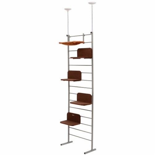 9FT Adjustable Multi-Level Cat Climber Climbing Tree Tower Scratcher Post Steps Perspective: back