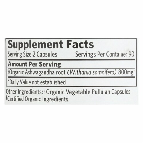 Organic India Ashwagandha Vege Capsules Perspective: back
