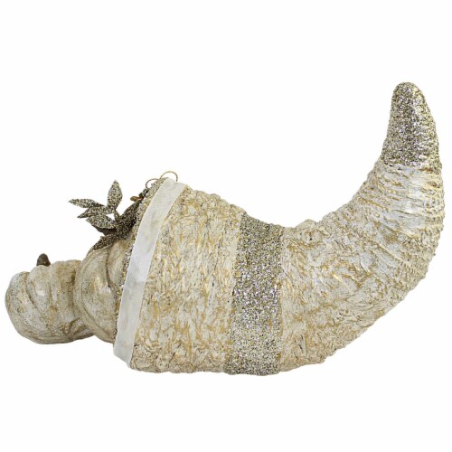 Thanksgiving Romantic Cornucopia Polyresin Pumpkins Glittered Td9078 Perspective: back