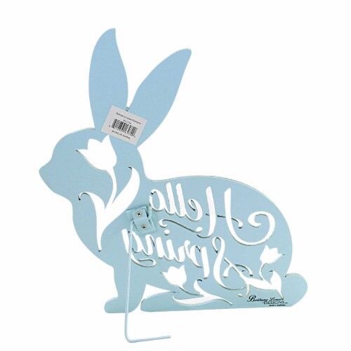 Easter Hello Spring Bunny Sign Wood Glittered Hello Rl1710 Perspective: back