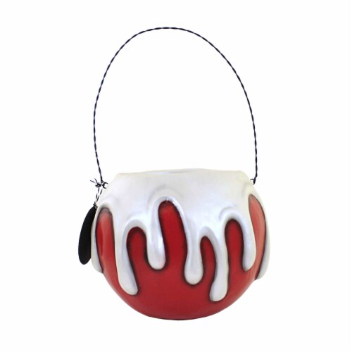 Halloween Red Apple W/White Poison Bucket Polyresin Charmed Confections La1388 Perspective: back