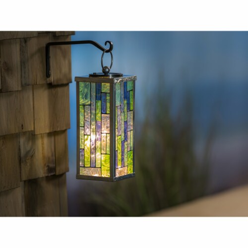 Evergreen Solar Blue Stained Glass Finish Lantern One Size