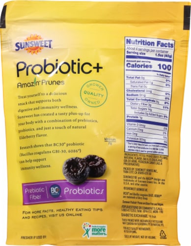 Sunsweet® Probiotic + Amazin™ Elderberry Pitted Prunes Perspective: back