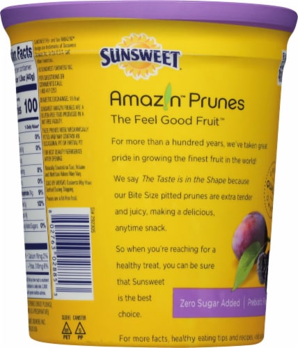 Sunsweet® Bite Size Pitted Amazin™ Prunes Canister Perspective: back