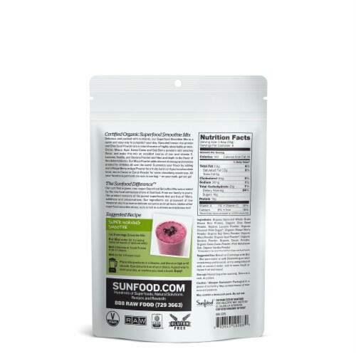 Sunfood Raw Organic Superfood Smoothie Mix Perspective: back
