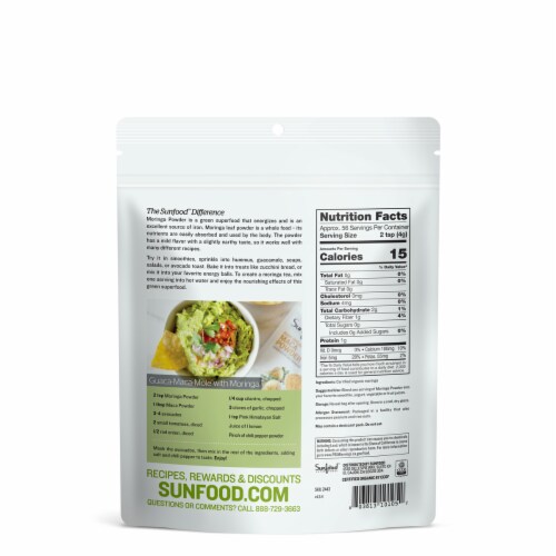 Sunfood Organic Moringa Powder Perspective: back