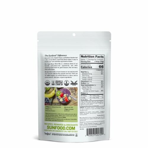 Sunfood Organic Gluten Free Acai Maqui Bowl Mix Perspective: back