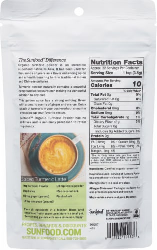 Sunfood™ Organic Turmeric Powder Perspective: back