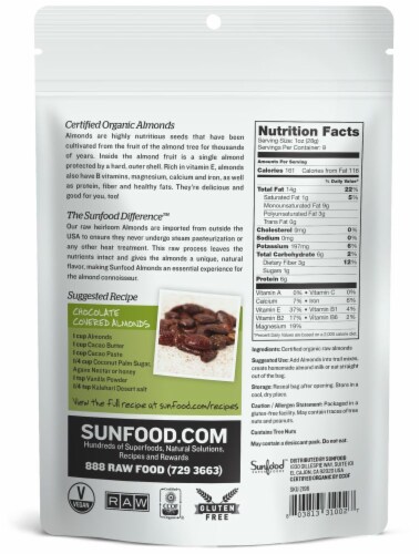 Sunfood Raw Organic Heirloom Almonds Perspective: back
