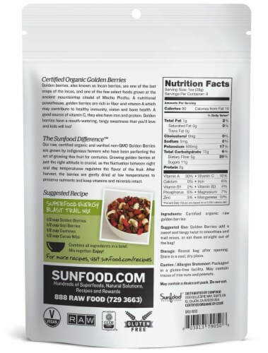Sunfood Raw Organic Golden Berries Perspective: back