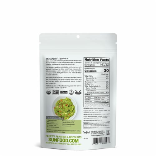 Sunfood™ Superfoods Raw Organic Maca Powder Perspective: back