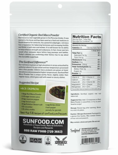 Sunfood Raw Organic Red Maca Powder Perspective: back