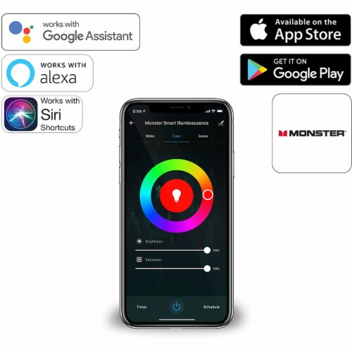 SMART 6.5ft Multi Color LED Smart Strip. Works with Google Assistant & Amazon Alexa, APP Controlled, Perspective: back