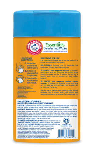 Arm and Hammer Essentials Disinfecting Wipes Renewing Rain Perspective: back