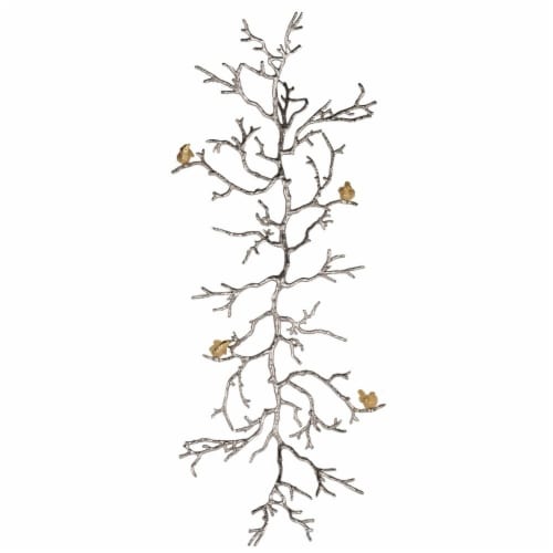 Aluminum Branch Wall Sculpture ,Silver- Saltoro Sherpi Perspective: back