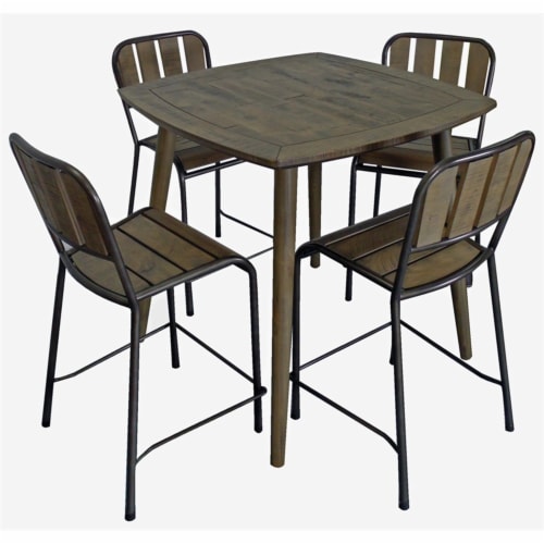 Cole Reclaimed Solid Wood Counter Chair in Brown with Black Metal Frame Perspective: back