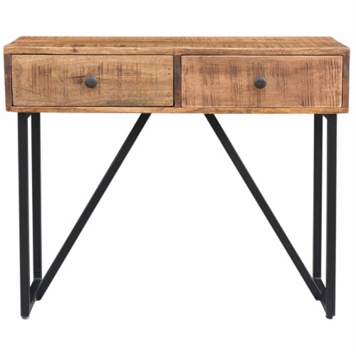 Anaheim Solid Wood Console Table in Brown Perspective: back