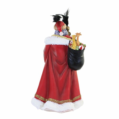 Christmas Dark Skin Santa W/ Zebra Trim Polyresin Santa