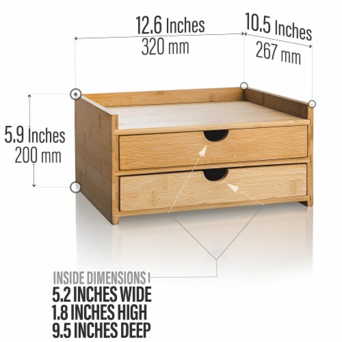 Prosumer's Choice Dual Drawer Bamboo Desktop Organizers | Letter Trays & Stacking Supports Perspective: back