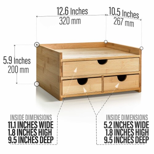 Prosumer's Choice Triple Drawer Bamboo Desk Organizer for Home & Office Perspective: back