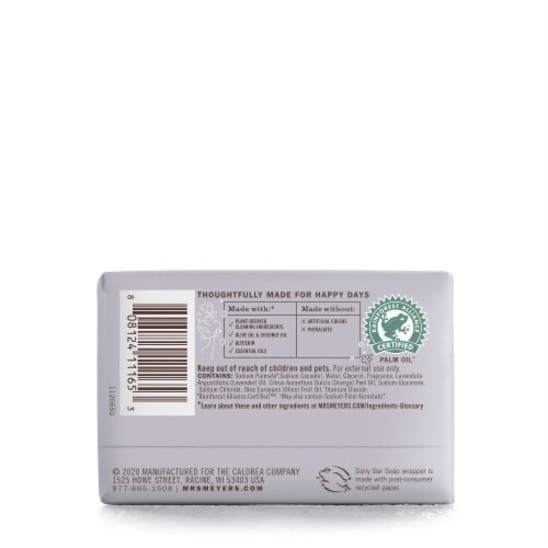 Mrs. Meyer's Clean Day Bar Soap, Lavender, Made Without Parabens or Phthalates Perspective: back