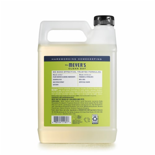 Mrs. Meyers Clean Day Lemon Verbena Scented Dish Soap Refill Jug Perspective: back