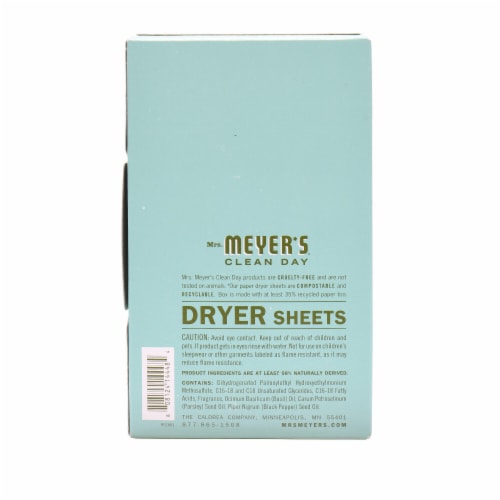 Mrs. Meyer's Clean Day Basil Scent Dryer Sheets Perspective: back