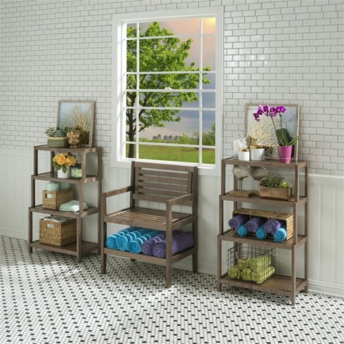 HomeRoots 37  4-shelf Modern Solid Wood Bookcase in Antique Chestnut Perspective: back