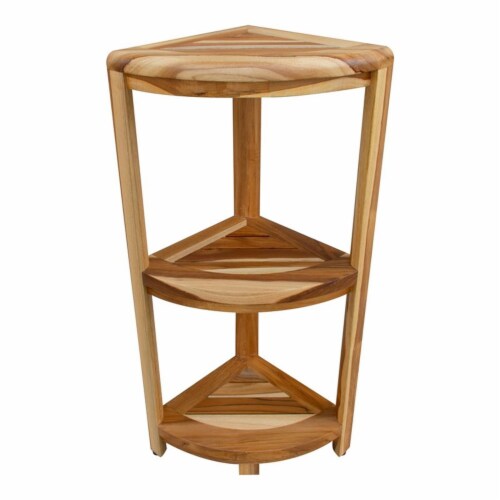 Compact Teak 3 tier Corner Shower Outdoor Bench in Natural Finish Compact Teak 3 tier Corner Shower Outdoor Bench in Natural Finish