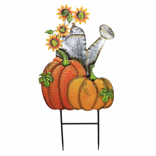 Home & Garden Watering Can With Pumpkins Metal Yard Decor Sunflower 31823025 Perspective: back