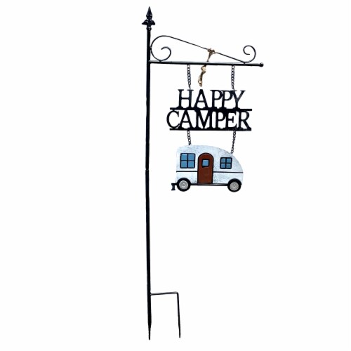 Home & Garden Happy Camper Poke Metal Vacation Site Decor 31832681 Perspective: back