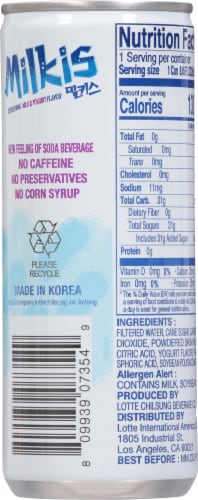 Lotte Milkis Original Milk & Yogurt Flavor Carbonated Drink Perspective: back
